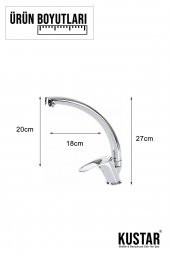 Kustar Krom Mix 3Lü Banyo Batarya Seti Duş Mutfak Lavabo Bataryası - 4