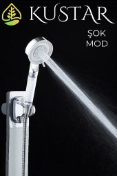 Kustar 5 Fonksiyonlu Krom Beyaz Çelik Filtreli Kireç Önleyici Yüksek Basınçlı Tasarruflu Banyo Duş Başlığı - 4