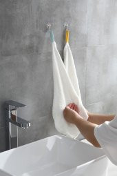 Kustar 8Li Çok Amaçlı Güçlü Yapışkanlı Şeffaf Askılık Banyo Mutfak Wc Kapı Dolap 180 Açıya Sahip Askılık - 4