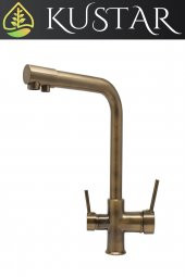 Kustar Antik Eskitme 3 Yollu Arıtma Çıkışlı Aç Kapa Sıcak Soğuk İçme Suyu Çıkışlı Mutfak Eviye Bataryası - 3