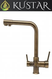 Kustar Antik Eskitme 3 Yollu Arıtma Çıkışlı Aç Kapa Sıcak Soğuk İçme Suyu Çıkışlı Mutfak Eviye Bataryası - 4