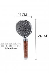 Kustar 5 Fonksiyonlu Tazyikli Boncuklu Klorür Ve Kireç Önleyici Duş Başlığı Siyah - 2