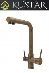 Kustar Antik Eskitme 3 Yollu Arıtma Çıkışlı Aç Kapa Sıcak Soğuk İçme Suyu Çıkışlı Mutfak Eviye Bataryası - 1