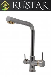 Kustar 3 Yollu Mutfak Eviye Bataryası Füme Gold Arıtma Çıkışlı Batarya - 1