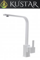 Kustar Beyaz Ağır Kare Lüx Aç Kapa Mutfak Evye Bataryası - 1
