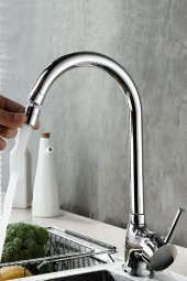 Kustar 360 Derece Oynar Başlıklı Çubuk Kol Mutfak Evye Bataryası - 1