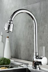 Kustar 3 Fonksiyonlu Oynar Başlıklı Krom Çubuk Kol Mutfak Evye Bataryası - 2