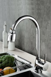 Kustar 3 Fonksiyonlu Oynar Başlıklı Krom Çubuk Kol Mutfak Evye Bataryası - 3