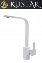 Kustar Beyaz Ağır Kare Lüx Aç Kapa Mutfak Evye Bataryası - 2