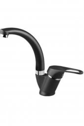 Kustar Aç Kapa Mix Mutfak Eviye Bataryası Mat Siyah Batarya Musluk Çeşmesi Sıcak Soğuk Çift Giriş - 1