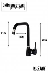 Kustar Varna Siyah Mutfak Evye Bataryası 360 Oynar Perlatörlü - 3