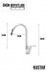 Kustar Krom Mix Kuğu Borulu Mutfak Eviye Bataryası Oynar Perlatörlü - 4