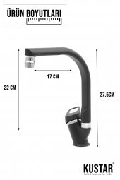 Kustar Siyah Oynar Perlatörlü Oslo Mix Mutfak Eviye Bataryası L Borulu Garantili - 4