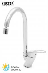 Kustar Krom Mix Kuğu Borulu Mutfak Eviye Bataryası Oynar Perlatörlü - 1