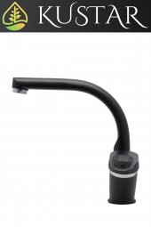 Kustar Tyal Siyah Kısa Mix Aç Kapa Banyo Lavabo Bataryası - 2