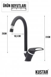 Kustar Olinda Siyah Mutfak Evye Bataryası 360 Oynar Perlatörlü - 4