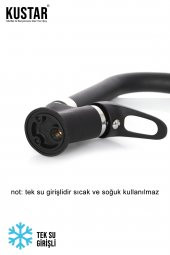 Kustar Kare Delta Borulu Tek Su Girişli Mat Siyah Mix Lavabo Bataryası Aç Kapa Musluk - 3