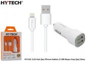 Hytech HY-X44 3.4A Hızlı Şarj iPhone Lightning Kablolu Araç Şarj Seti - 1
