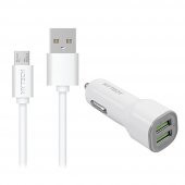 Hytech HY-X42 3.4A Hızlı Şarj Micro USB Kablolu 2 USB Beyaz Araç Şarj Cihazı - 2