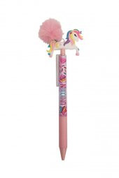 Unicorn Ponponlu Versatil Kalem Pembe 1 Adet Tek Boynuzlu Pompom 0,7 Uçlu Kalem Hediye Kalem Figürlü Sevimli Kalem - 2