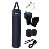 Desfabe Polydes 120x30 Cm Kolonlu Boks Kum Torbası Siyah+Askı Aparatı+Boks Eldiveni+El Bandajı+İp - 1