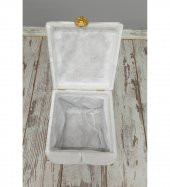 Bonny Home Kapitone MDF Krem Renk 3lü Çamaşır Sepeti Kirli Sepeti Banyo Seti - 5