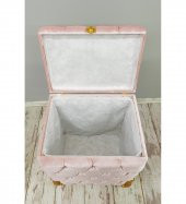 Bonny Home Kapitone MDF Pudra Renk 3lü Çamaşır Sepeti Kirli Sepeti Banyo Seti - 5