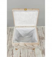 Bonny Home Kapitone MDF Vizon Renk 3lü Çamaşır Sepeti Kirli Sepeti Banyo Seti - 5