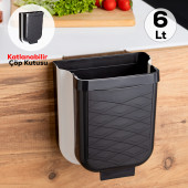 Porsima L-00869 Katlanabilir Askılı Akordiyon Çöp Kovası - Tezgah Üstü Banyo Mutfak Çöp Kutusu 6 Lt - 1