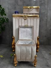 Luna Vizon 3lü MDF İpek Kadife Banyo Seti Kirli Çamaşır Sepeti - Havluluk - Deterjanlık Takımı - 3