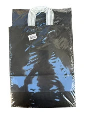 Büküm Saplı Kraft Kağıt Karton Hediye Çanta Poşet Torba - Siyah - 25x31 Cm. - 25 Adetlik 2 Paket - 1