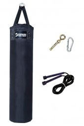 Desfabe Polydes 120x30 Cm Kolonlu Boks Kum Torbası Siyah+Askı Aparatı+Atlama İpi - 1