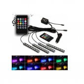 4 Parçalı Uzaktan Kumandalı Ayak Altı Aydınlatma 12 Led Çok Renkli Müzikli Araba Ledi - 3