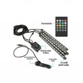4 Parçalı Uzaktan Kumandalı Ayak Altı Aydınlatma 12 Led Çok Renkli Müzikli Araba Ledi - 4