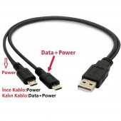 Micro Usb Y Kablo Data Power Çevirici Dönüştürücü Çoklayıcı Kablo thumbnail 6