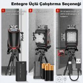KOBB KBL36GTP Profesyonel Li-ion Şarjlı 4X360⁰ LCD Ekran Otomatik Hizalamalı Yeşil Çapraz Çizgi Lazer Distomat+Tripod - 10