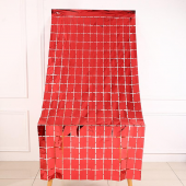 Metalize Kırmızı PötiKare Desenli Arka Fon Süs 100x200 cm - 1