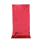 Metalize Kırmızı PötiKare Desenli Arka Fon Süs 100x200 cm - 2