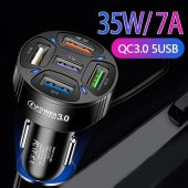 Ally Qc3.0 5 Port Çıkışlı Çoklu USB Araç Içi Çakmaklık Hızlı Şarj Başlığı - 3