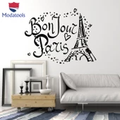 Seyahat Acentası Duvar Sticker Bonjour Paris Eyfel Kulesi Fransa Aşk Yıldız Çıkartmaları - 1
