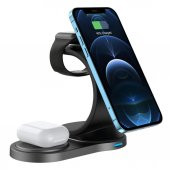 S-Link Swapp SW-CWF110 Telefon Kulaklık Akıllı Saat 15W 3 in 1 Magsafe Siyah Kablosuz Şarj Cihazı - 1