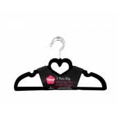 20 Adet Kadife Kaydırmaz Elbise Askısı Kalp Model Siyah - 1