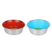 Flip KE 1300PSR Çizgi Desenli Renkli Silikon Taban Çelik Mama Kabı 13 cm - 1