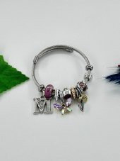 Bhs life  Kelebek Pandora Çelik Bileklik Harf Charm Hediyeli - 2