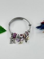 Bhs life  Kelebek Pandora Çelik Bileklik Harf Charm Hediyeli - 3