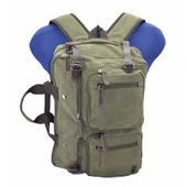 Ççs London 31458 Kanvas Sırt Laptop ve Evrak Çantası Haki thumbnail 4