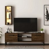BMdekor TV Ünitesi Cunda Ceviz LED Işıklı 150 cm - 1