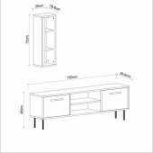 BMdekor TV Ünitesi Cunda Ceviz LED Işıklı 150 cm - 4