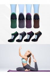 4 Çift Renkli Kaydırmaz Yoga Fitness Plates Çorap - 1