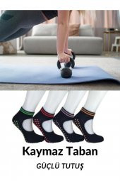 4 Çift Renkli Kaydırmaz Yoga Fitness Plates Çorap - 2